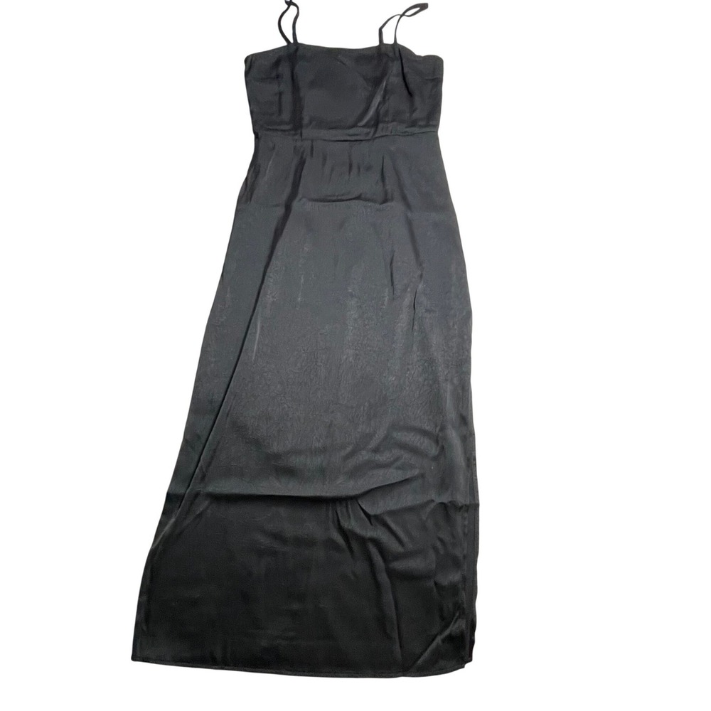 A New Day Black Polyester Smocked Back Maxi Dress Side Slit Small NWT